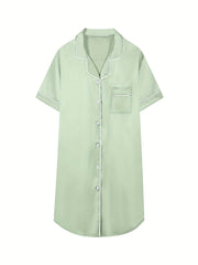 Girls Nightshirt Dress Button Down Nightgown Short Sleeve Sleepwear PJ