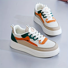 Women's Colorblock Platform Skate Shoes Round Toe Height Increasing