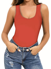 Solid Crew Neck Tank Top Casual Sleeveless Tank Top For Summer Women's Clothing