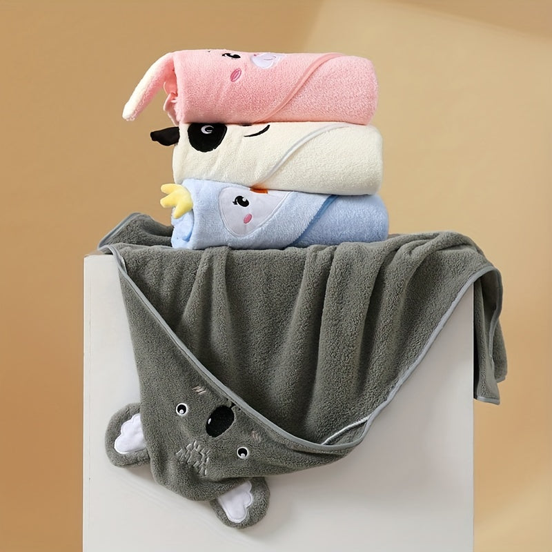 Kids Hooded Bath Towel Cartoon Animal Designs High Absorbency Bathrobe