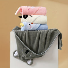 Kids Hooded Bath Towel Cartoon Animal Designs High Absorbency Bathrobe