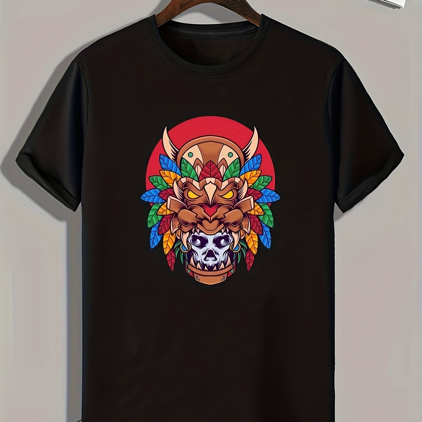 Ethnic Hat Print Men's T-shirt for Summer