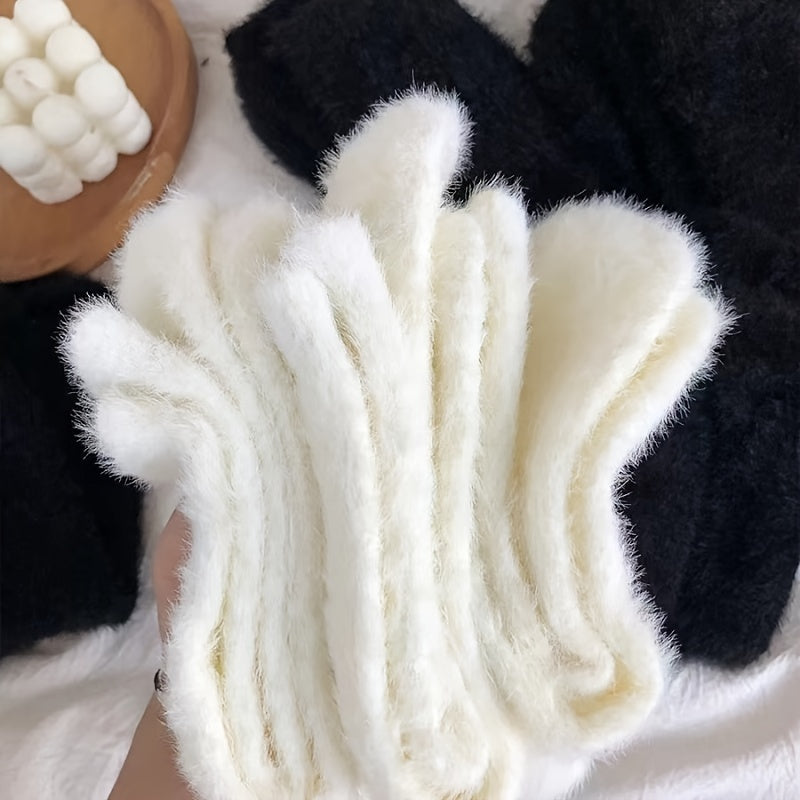 6 Pairs Girls Kids Fleece Warm Winter Crew Socks