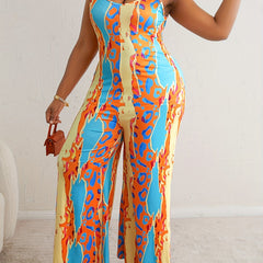 Leopard Print Wide Leg Jumpsuit