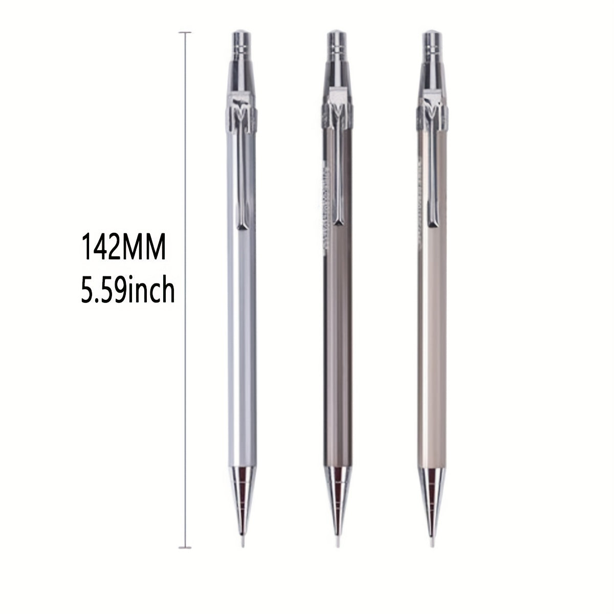 3pcs 0.7mm Metal Mechanical Pencils for Stylish Writing, Offices, Schools