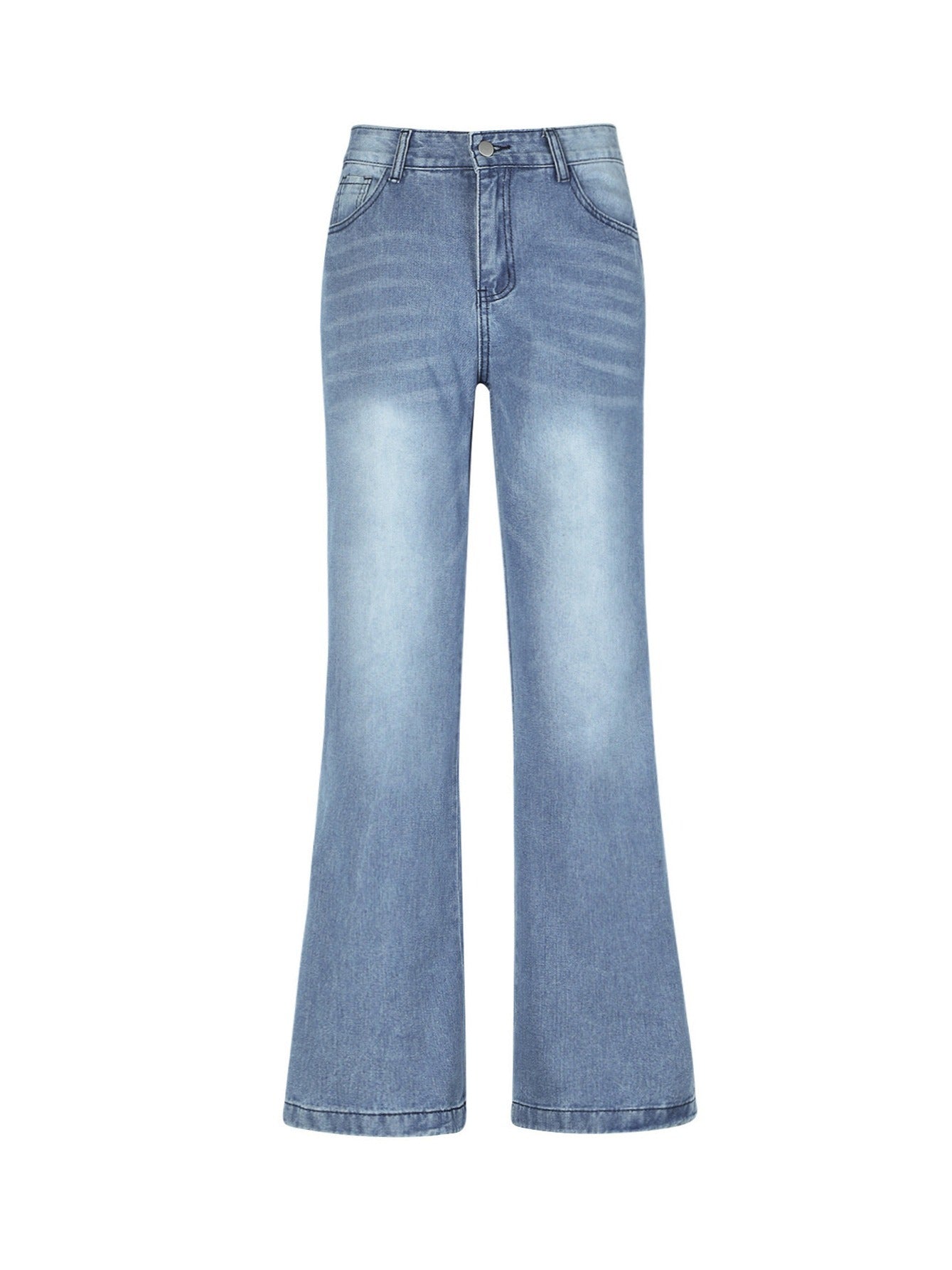 High Waist Wide Leg Jeans Slash Pockets High Rise Straight Jeans Women's Denim