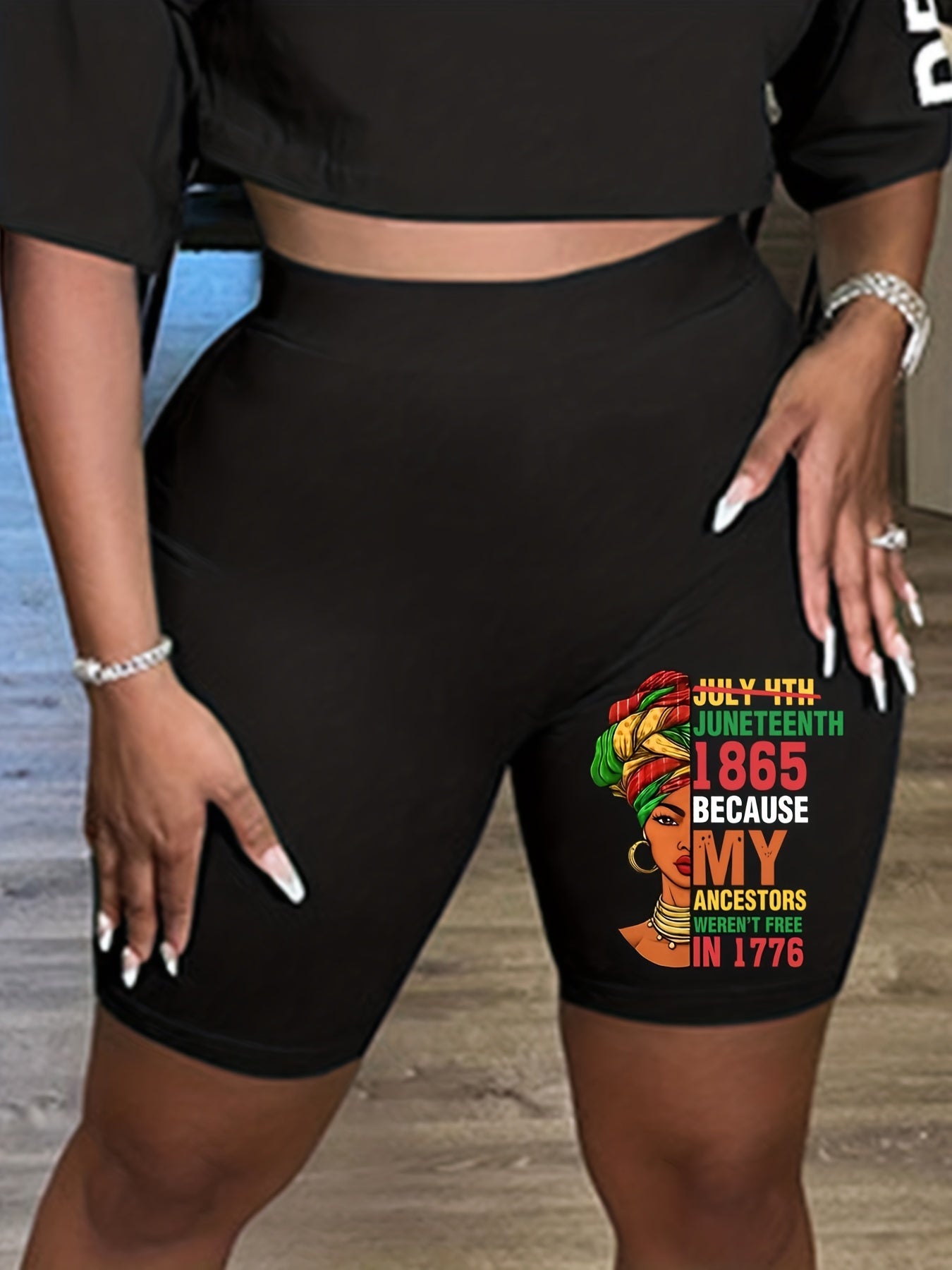 Juneteenth High Rise Figure Print Biker Shorts