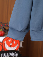 BOO CREW Hoodie & Sweatpants Set Halloween Ghost Pattern Outfits For Kids