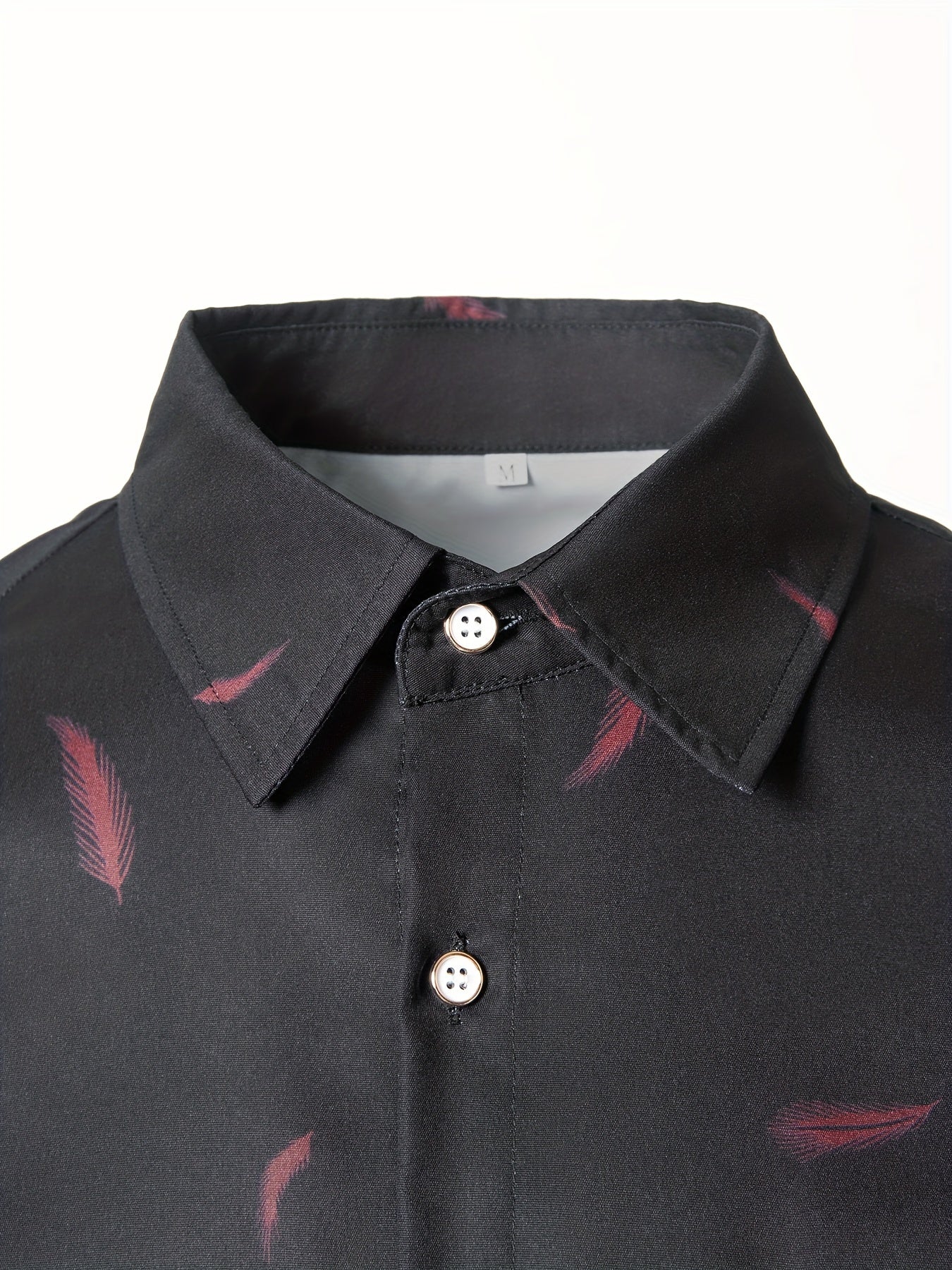 Feather Full Body Print Men's Button Up Long Sleeve Shirt