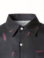 Feather Full Body Print Men's Button Up Long Sleeve Shirt