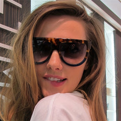 Oversized Cat Eye Sunglasses Gradient Lens Flat Top Glasses