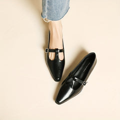 Chunky Low Heel Mary Shoes Buckle Strap Comfortable Walking Shoes