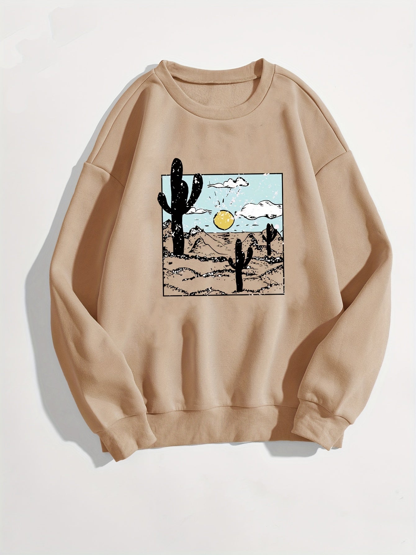 Graphic Print Crew Neck Sweatshirt for Women