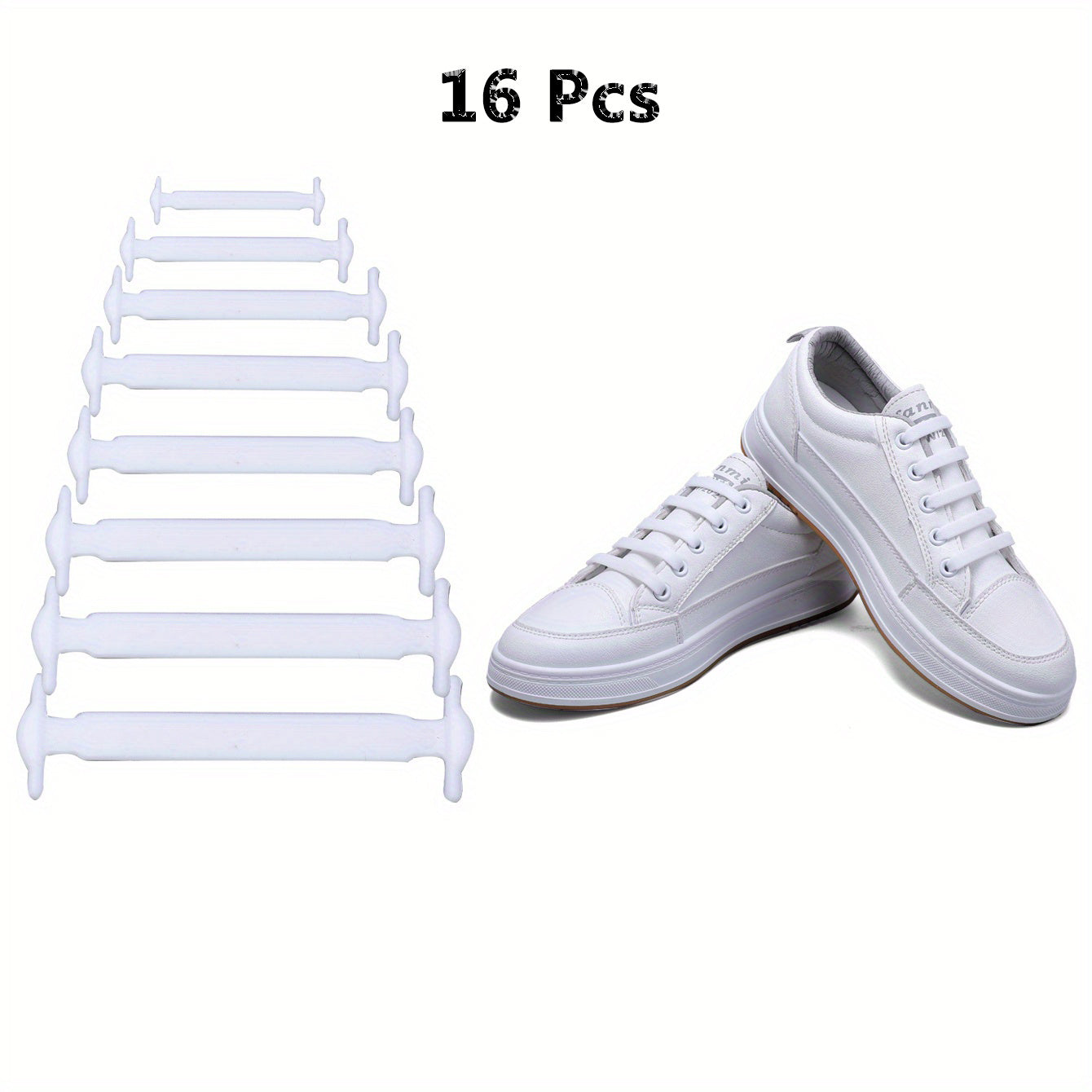 16pcs Elastic Shoelaces for Sneakers Adjustable Convenient Design