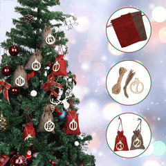 24 Christmas Countdown Bags Advent Calendar Burlap Bags With Wooden Labels