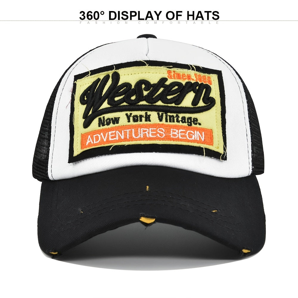 Men's Embroidered Mesh Baseball Cap Adjustable Trucker Sun Hat