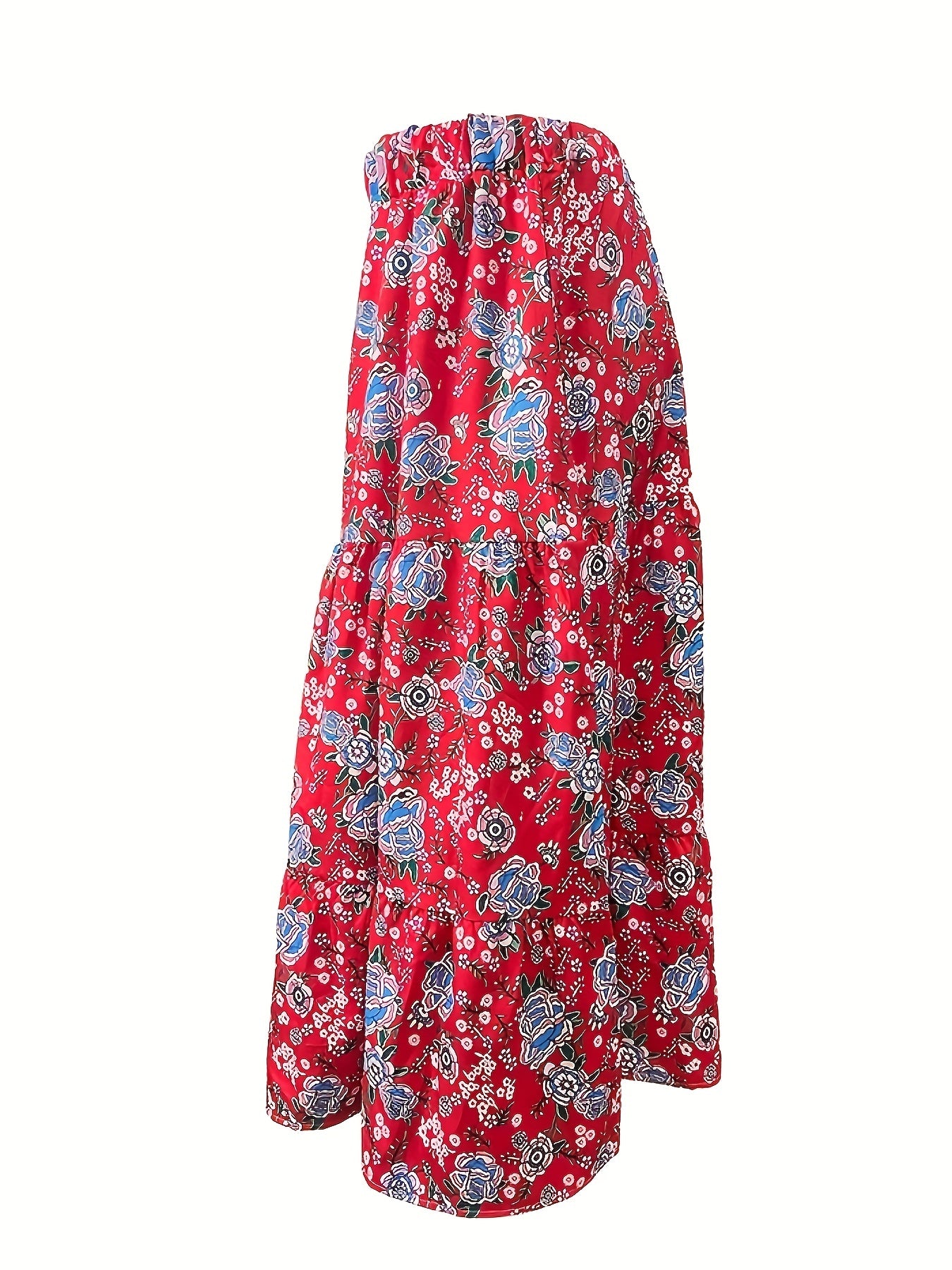 Boho Maxi Skirt, Floral Print, High Rise Smock