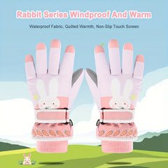 Kids Skiing Gloves Waterproof Windproof Warm Gloves