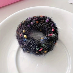 5pc Fall/Winter Plush Hair Scrunchies for Young Girls