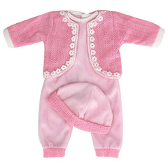 3pcs Doll Clothing Set for 18 45 Dolls Romper Cardigan and Hat Red Green Pink