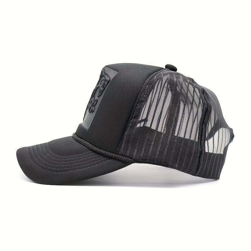 Tiger Head Embossed Baseball Cap Mesh Breathable Trucker Hats