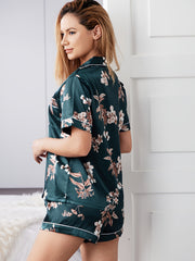 Floral Pajama Set Short Sleeve Top & Shorts Women's Sleepwear