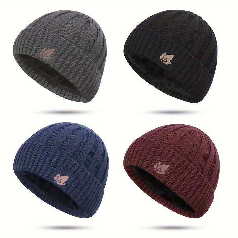 Winter Velvet Beanie Hat Maple Leaf Print Outdoor Ski Hat