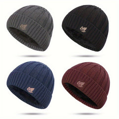 Winter Velvet Beanie Hat Maple Leaf Print Outdoor Ski Hat