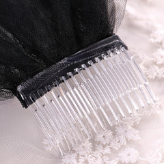 Gothic Veil Headdress With Comb Double Layer Headwear