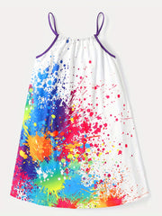Kid Girl's Tie Dye Spaghetti Strap Dress