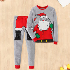 2pc Boys Santa Claus Print Long Sleeve Sweatshirt & Sweatpants Set