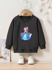 OERYUI Sweet Princess Print Crew Neck Pullover Top for Girls Boys