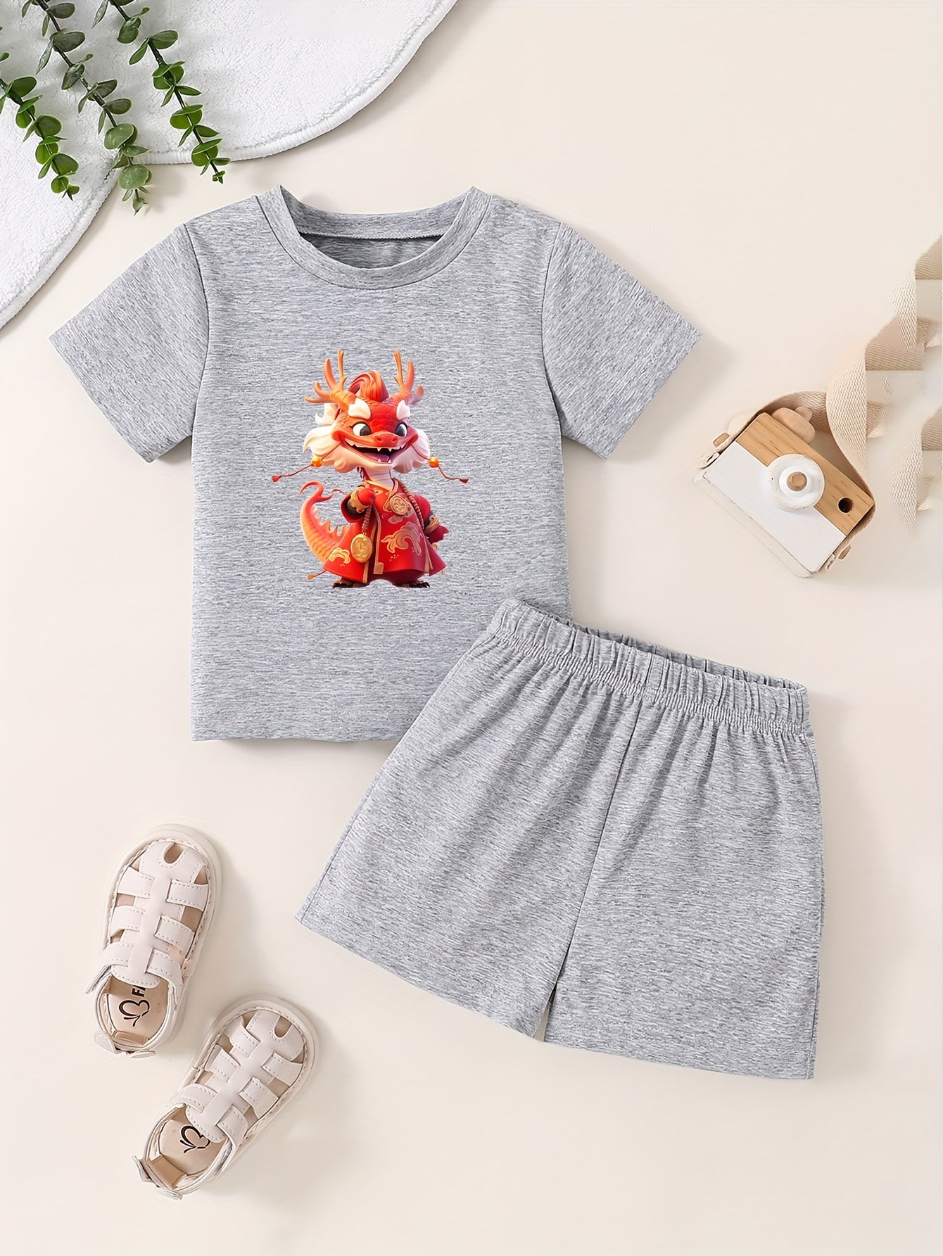 Toddler Cartoon Pattern T-shirt and Shorts Set