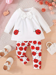 Girls Hedgehog Print Sweatshirt Dress & Full Print Pants Set