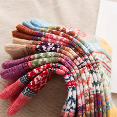 5 Pairs Geometric Pattern Socks Mid Tube Women's Stockings