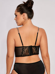 Sexy Bra Eyelash Lace Chain Linked V Neck T-shirt Bra
