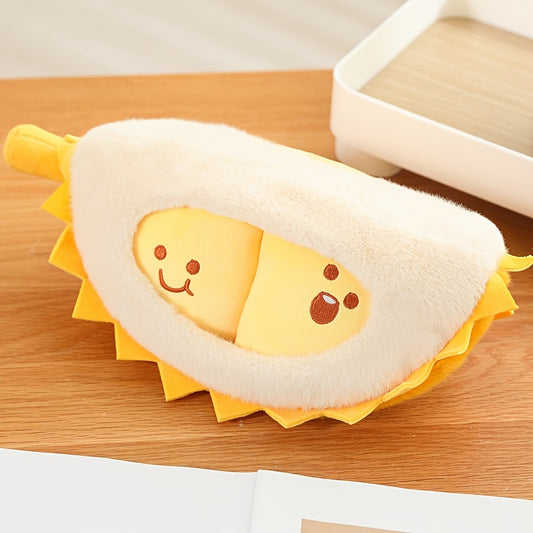 Durian Plush Toy Soft Fluffy Animal Expressive Eyes Beige Yellow
