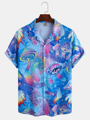 Men's Casual Loose Lapel Button Short Sleeves Shirts