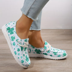 Women's Leaf Print Flat Loafers Casual Slip On Shoes
