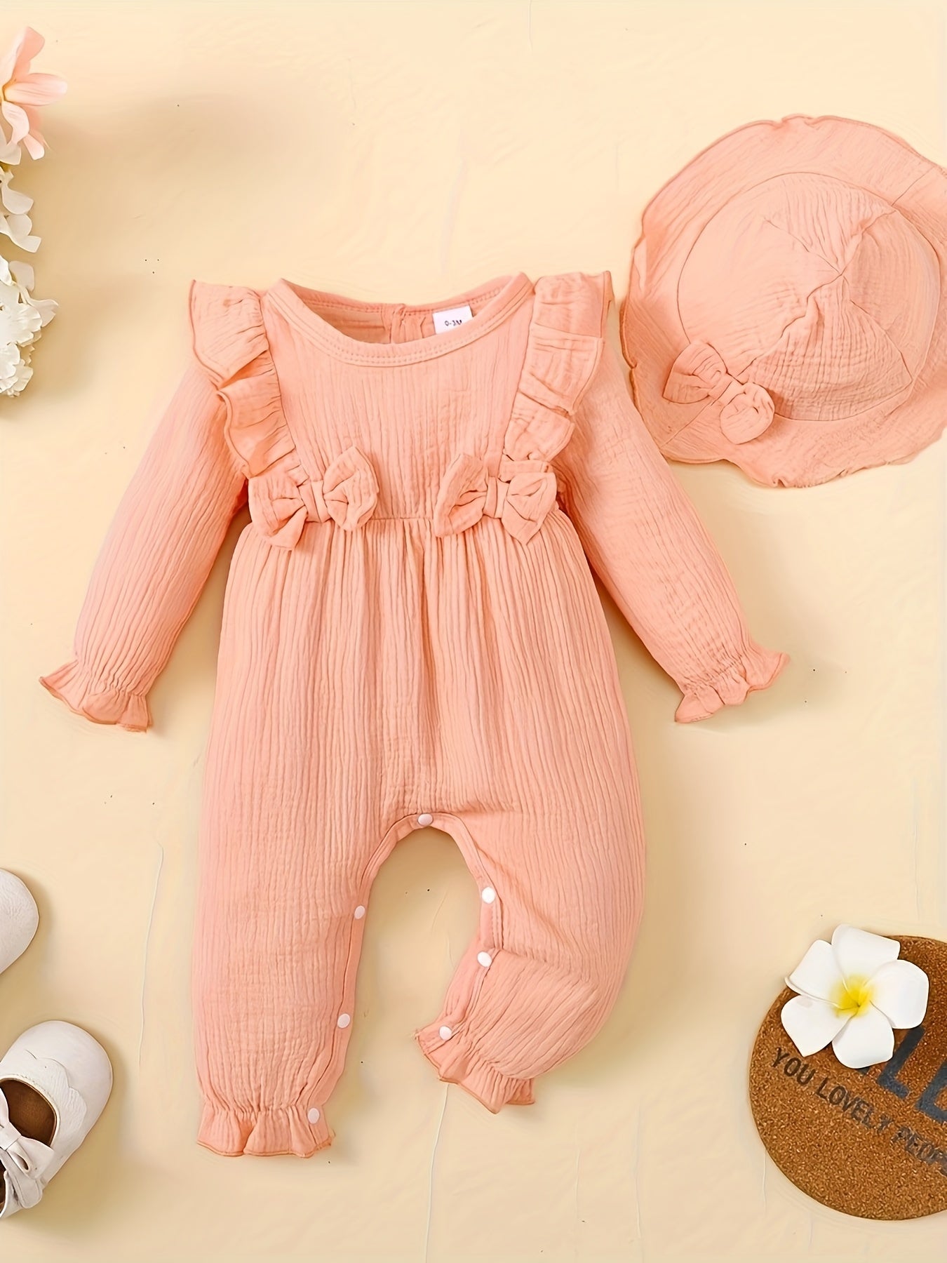 Unisex Baby Ruffle Romper & Headband Set for Newborns