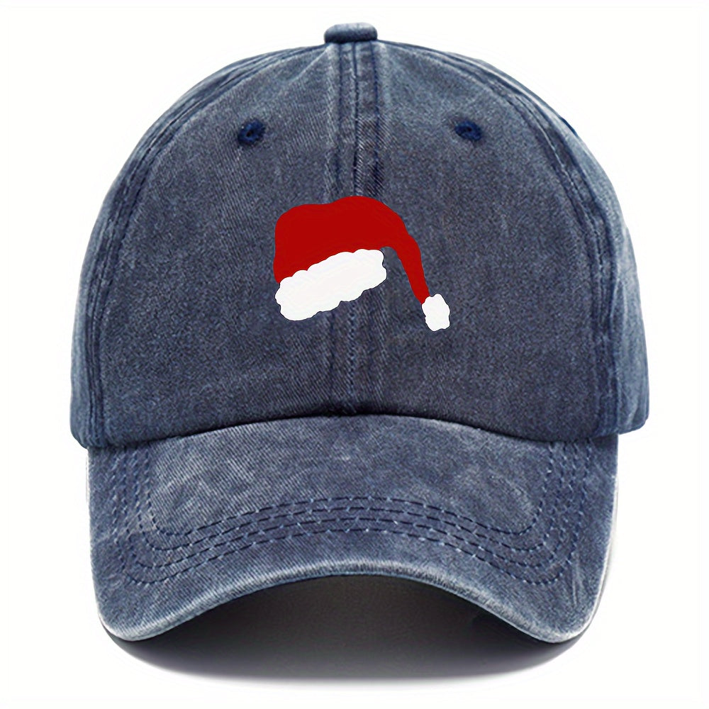 Christmas Washed Cotton Baseball Cap Sun Protection Hat Adjustable Baseball Cap