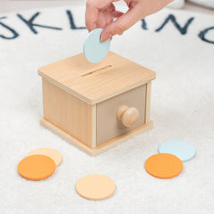 Wooden Coin Bank Toy for Kids Shape Matching Game Enhances Early Math Skills