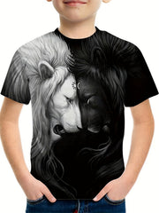 Boy's Lion Graphic T shirt Casual 3D Print Tee Kid's Clothing