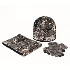 Camouflage Winter Beanie Gloves Neck Warmer Set