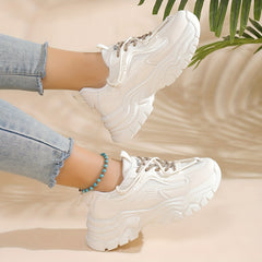 Women's Breathable Mesh Panel Sneakers Thick Bottom Platform Shoes