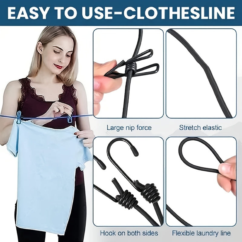 Retractable Portable Clothesline Travel Clothing Line 12 Clothes Clips