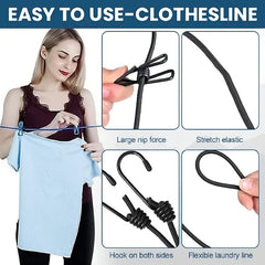 Retractable Portable Clothesline Travel Clothing Line 12 Clothes Clips
