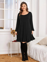 Casual Dress Women's Solid Long Sleeve Loose Fit Mini Dress