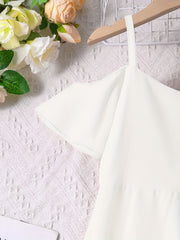 Girls Short Sleeve Cold Shoulder Dress for Summer