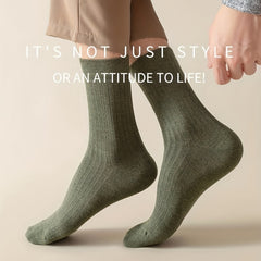 Men's Solid Casual Mid-calf Socks for Business Wear